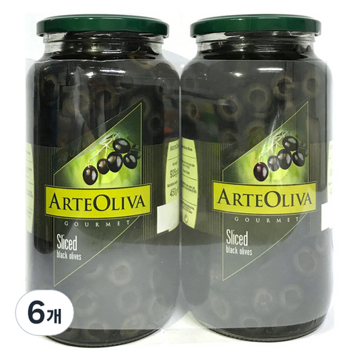 아르떼올리바 슬라이스 블랙 올리브, 935g, 6개