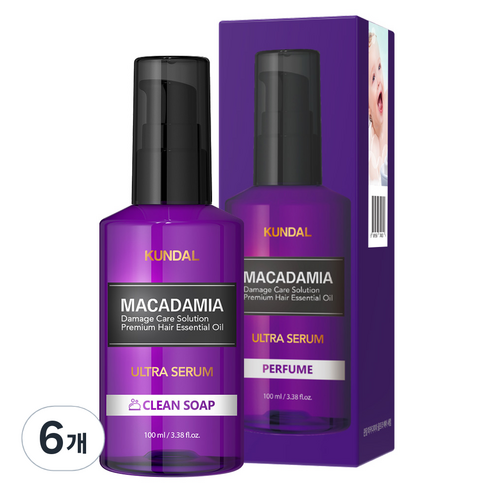 쿤달 울트라 헤어세럼 클린솝향, 100ml, 6개
