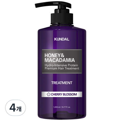 쿤달 허니 앤 마카다미아 헤어 트리트먼트 체리블라썸향, 1058ml, 4개