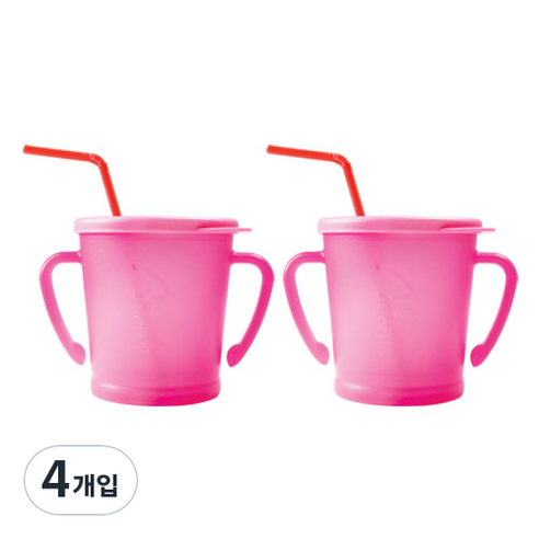 아가프라 매직빨대컵 300ml, 4개입, 핑크