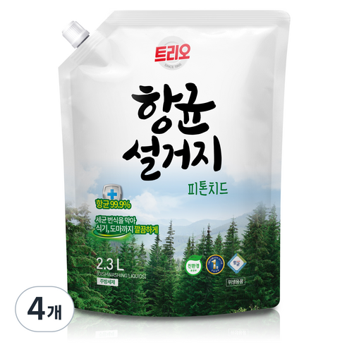 트리오 항균설거지 리필, 2.3L, 4개