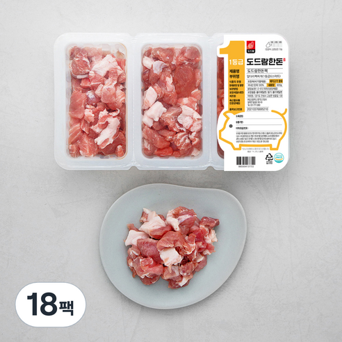 도드람한돈 돼지 앞다리 스마트팩 1등급 찌개용 (냉장), 200g, 18팩