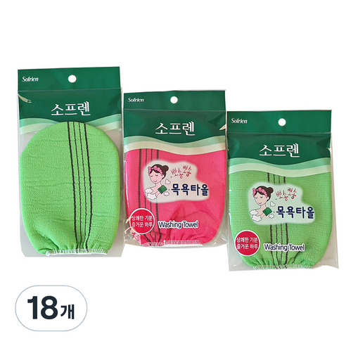 소프렌 벙어리 목욕장갑, 랜덤 발송, 18개, 1개입