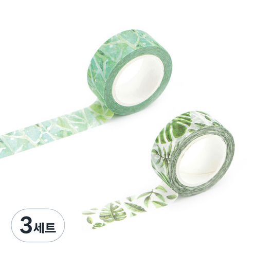 라이프포인트 내츄럴 일러스트 마스킹 테이프 21몬스테라 세트, 21몬스테라, 22아침이슬, 3세트