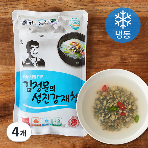 김정문 하동 재첩 섬진강 재첩국 1~2인분 (냉동), 500g, 4개