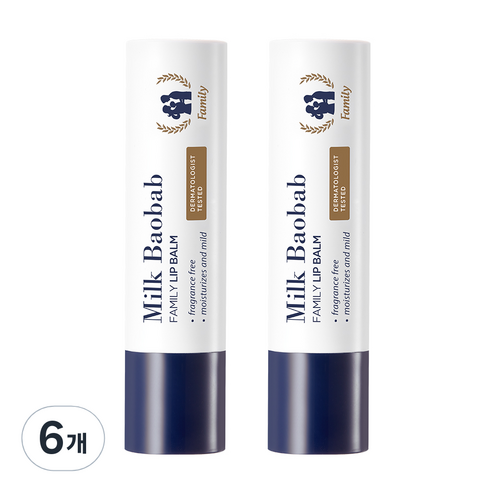 밀크바오밥 패밀리 립밤 3.5g, 무향, 6개