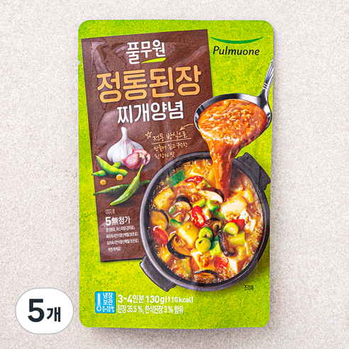 풀무원 정통된장 찌개양념, 130g, 5개