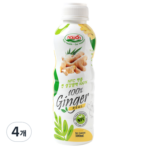 나원 NFC 착즙 찐 생강 원액 100%, 500ml, 4개