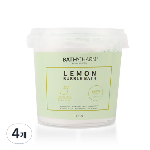바스참 사해소금 버블바스 입욕제 레몬, 1kg, 4개