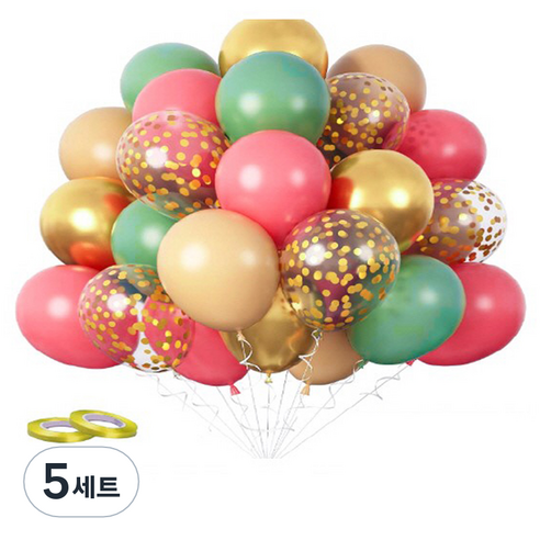 만들하비 컨페티 풍선 세트, 핑크그린, 5세트