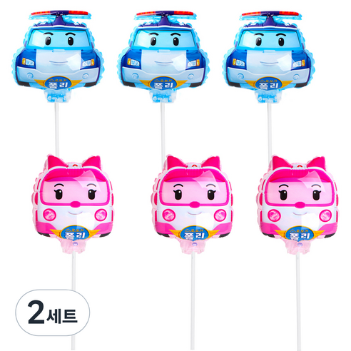 파티쇼 캐릭터 스틱풍선 폴리 2종 x 3p, 혼합색상, 2세트