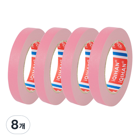 iQIHAN 다다 칼라 마스킹 테이프 15mm x 20m, 연핑크, 8개
