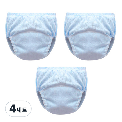 조이멀티 아동용 펀칭 단색파스텔 배변훈련팬티, 블루, 4세트
