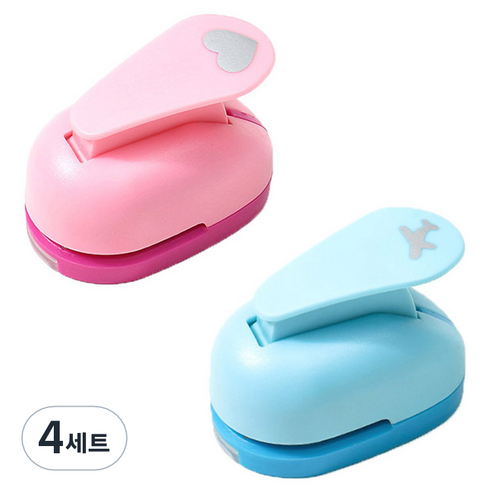 알로데 블리스 모양 펀치 2종 세트, 4세트, 1번(하트, 비행기)