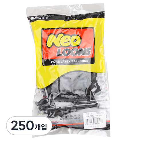 네오룬스 30 cm 라운드풍선, 펄 블랙, 250개입