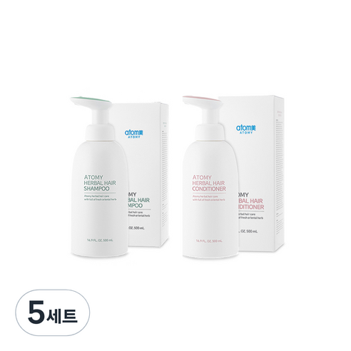 애터미 한방 샴푸 500ml + 한방 헤어컨디셔너 500ml 세트, 5세트