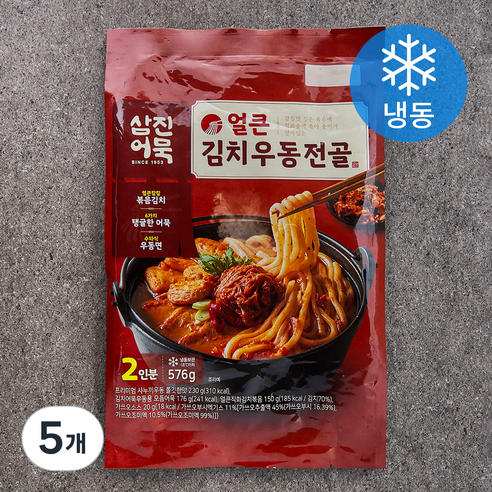 삼진어묵 얼큰 김치우동전골 (냉동), 576g, 5개