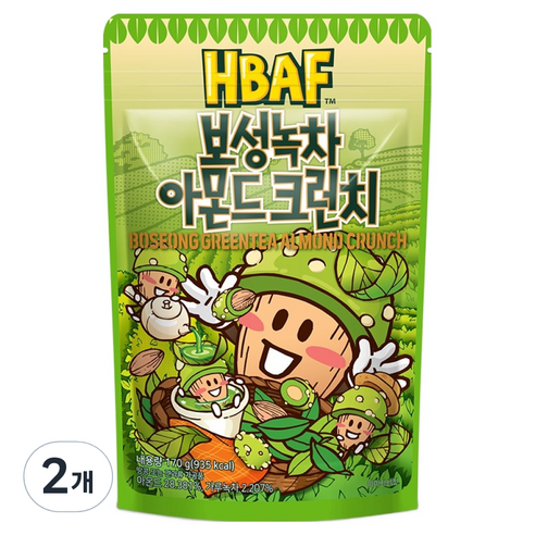 바프 보성녹차 아몬드 크런치, 170g, 2개