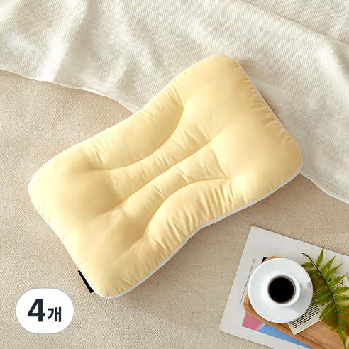 모던하우스 ON 부드럽고 낮은 목이 편안한 메쉬 경추베개, 옐로우, 4개