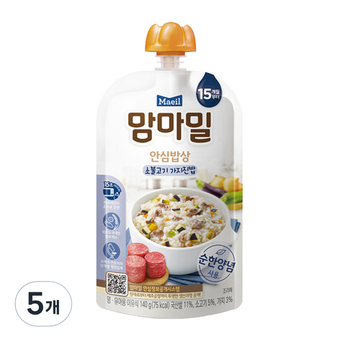 맘마밀 안심밥상 레토르트 이유식 140g, 소불고기 가지진밥, 5개