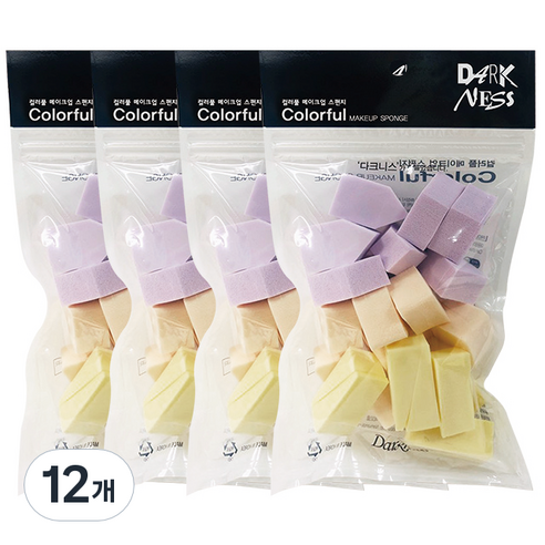 다크니스 컬러풀 메이크업 스펀지 25p, 혼합색상, 12개
