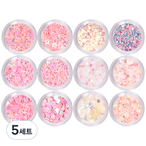 메이브라운 별하트진주핑크네일 패키지 네일글리터 M10112, 혼합 색상, 5세트