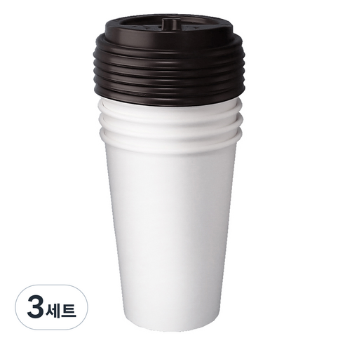 블룸엣홈 카페 무지 종이컵 390ml x 25p + 뚜껑 블랙 25p 세트, 3세트