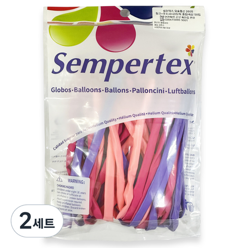 셈퍼텍스 요술풍선 260S 50p 세트, 핑크, 푸치샤, 라일락, 2세트