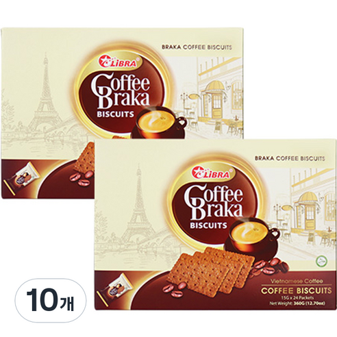 LiBRA 브라카 커피 비스킷 24p, 360g, 10개