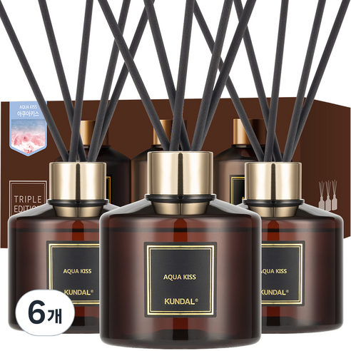 쿤달 퍼퓸 디퓨저 + 섬유스틱 세트, 아쿠아키스, 200ml, 6개