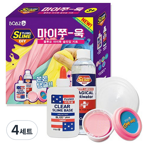 보아스린 쁠루모 마이쭈욱 슬라임 세트, 4세트, 혼합 색상