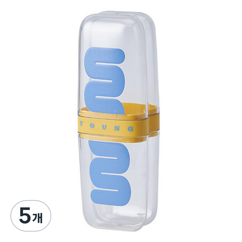더자카 비비드톤 휴대용 투명 칫솔케이스, 비비드옐로, 5개