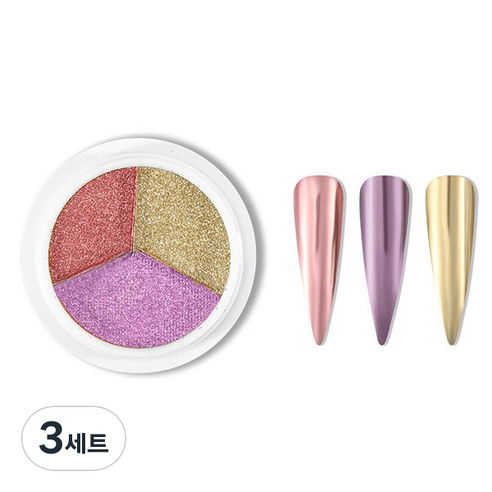 미러 네일파우더 3종 세트, 3세트, KN-A4019