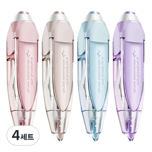 다다 오토매틱 수정테이프 6m 4종, 블루, 퍼플, 핑크, 브라운, 4세트