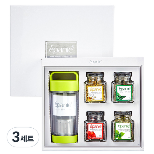 에빠니 유기농 허브차 4종 + 에코 텀블러 그린 + 쇼핑백 힐링 세트, 3세트, 6종