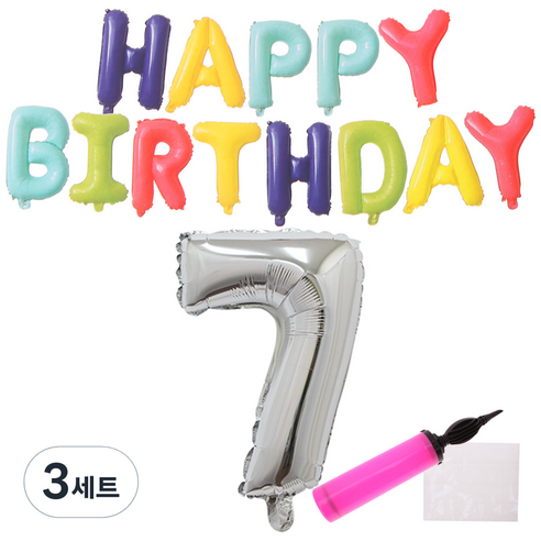 리빙다 무지개생일풍선세트, 랜덤발송, 3세트
