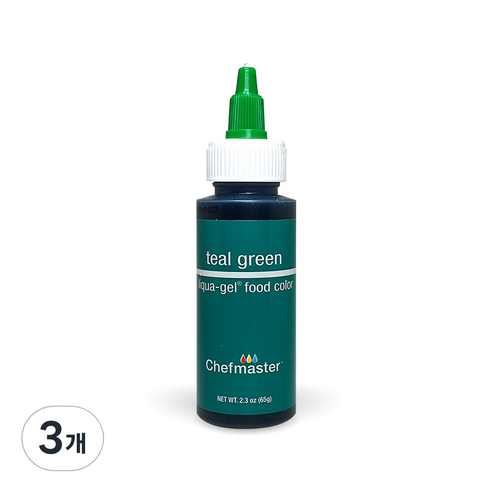 셰프마스터 리쿠아젤 식용색소 티얼 그린, 65g, 3개