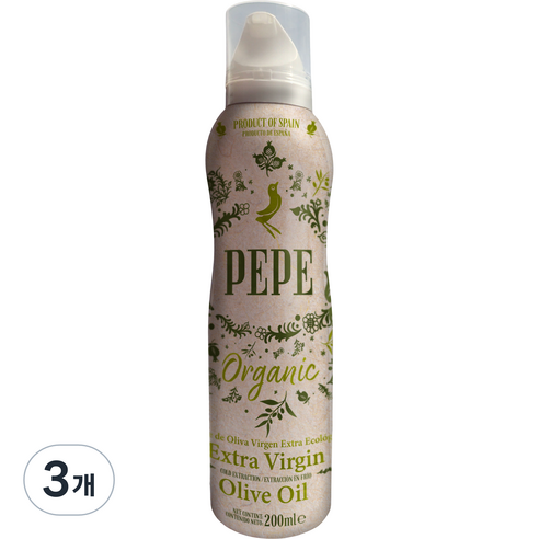 페페 냉압착 유기농 엑스트라버진 올리브오일 스프레이, 200ml, 3개
