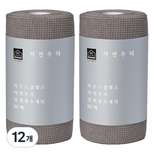 하우스클래스 자연주의 일회용 수세미, 그레이, 80개입, 12개
