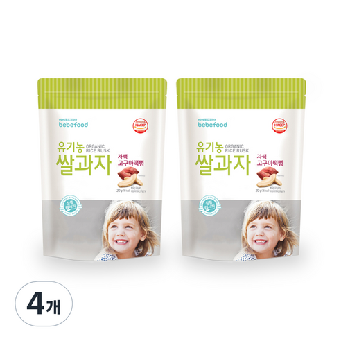 베베푸드 유기농 쌀과자 떡뻥 20g, 자색고구마, 4개