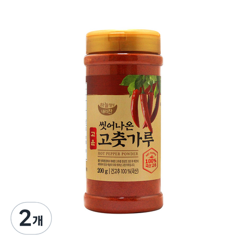 하늘정성내리찬 씻어나온 고운 고춧가루, 200g, 2개