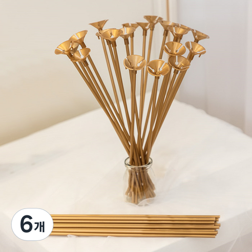 와우파티코리아 풍선 컵스틱 50p, 골드, 6개