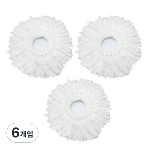 오션웰라이프 물걸레 밀대청소기 리필 걸레 화이트, 6개