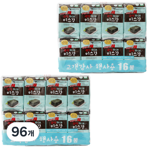미스김 광천 파래 도시락김, 96개, 4g