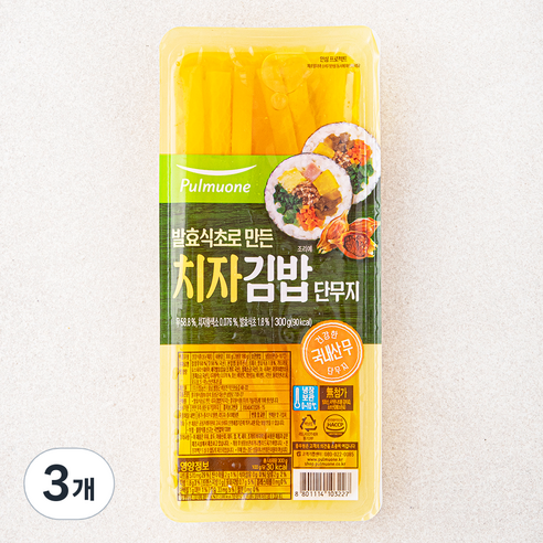 풀무원 발효식초로 만든 치자 김밥 단무지, 300g, 3개
