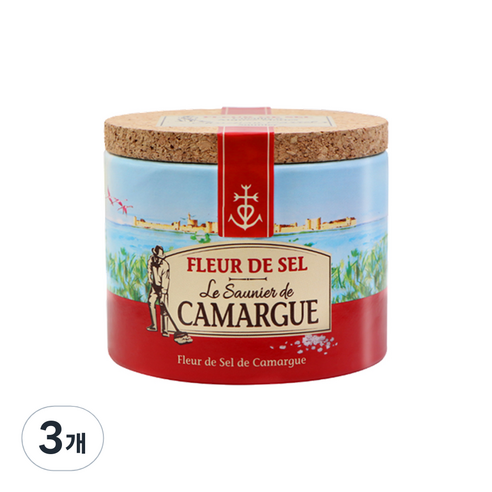 르쏘니에 드 까마르그 천일염 플뢰르 드 셀, 125g, 3개