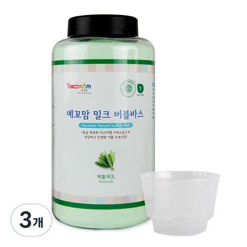예꼬맘 밀크 버블바스 입욕제 피톤치드향 용기, 850g, 3개