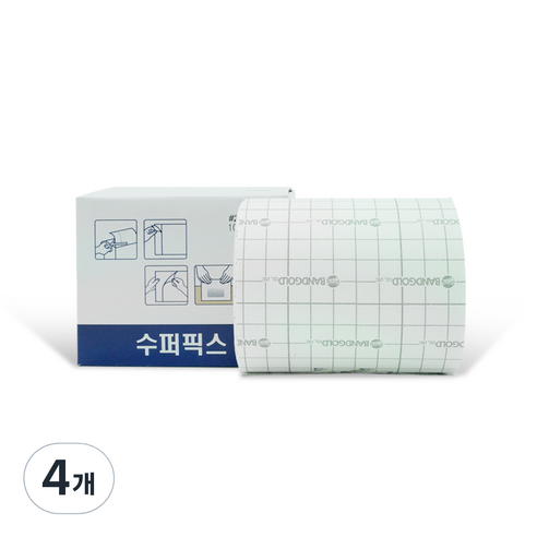 밴드골드 수퍼픽스 거즈 붕대 고정 반창고 10cm x 10m, 4개