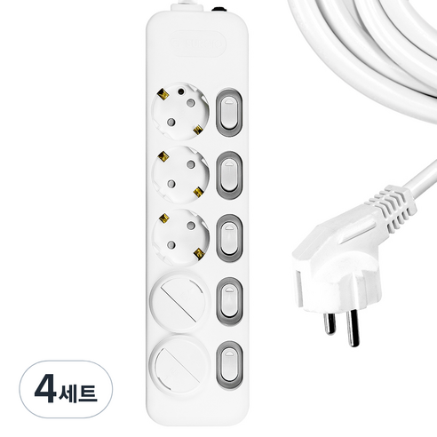 써지오 개별 멀티탭 5구 DH-1658-MT + 안전커버 2p 랜덤 발송, 1.5m, 4세트