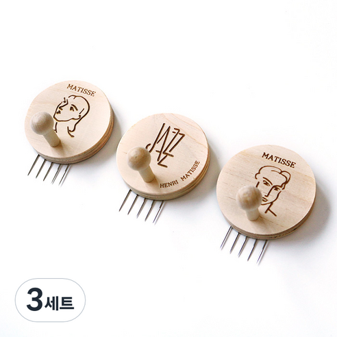 레몬아트 우드 앤 레이저각인 감성 플러스 걸이개 꼭꼬핀형 3종 세트, 마킹A, 3세트